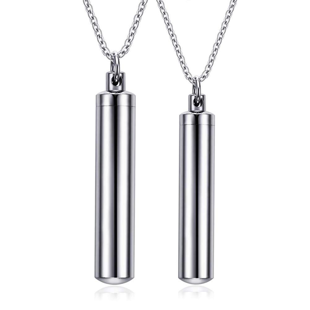 Cupimatch Cinerary Casket Locket Couple Pendant Necklace Chain, Stainless Steel Ashes Keepsake Urn Love Memory Necklace for Valentine's Day