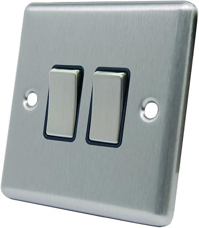 Alliance Electrical AET 10A 2-Gang 2-Way Satin Chrome Metal Rocker