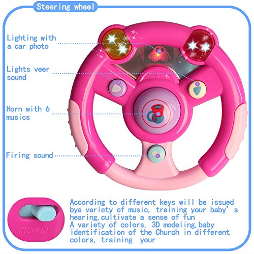 image for MagicCindy 3 in 1 Interactive Musical Toys – Steering Wheel, Mobile 