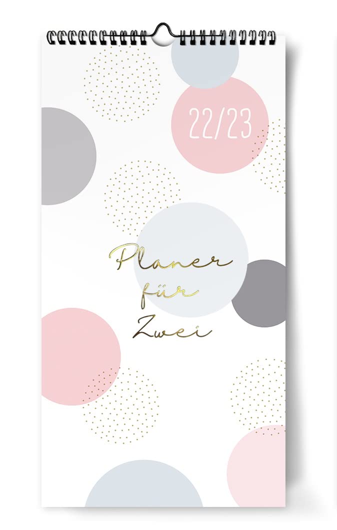 Grätz Verlag Two 2023 Gold Leaf Planner Ready to Use Includes Nov & Dec I 3 Column Hanging Wall Calendar with Year Overview and Holiday Planning for Couples or Small Families