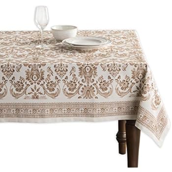 Maison d' Hermine Allure 100% Cotton Tablecloth 60 Inch by 108 Inch. Perfect for Thanksgiving and Christmas