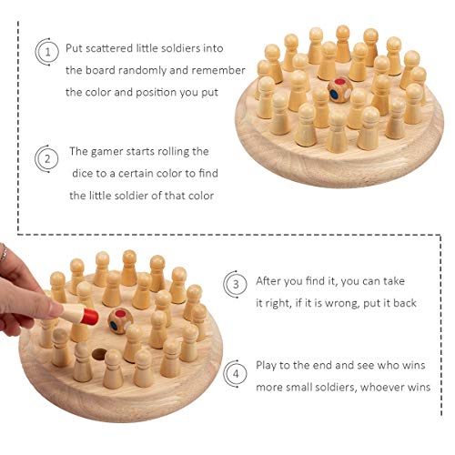 New Upgraded Wooden Memory Match Stick Chess Game Toy for Kids- Fun Checker Board Family Game Educational Color Cognitive Ability Chess Game Xmas Present for Parent-Child Interaction Early Education