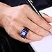LWLH Men Vintage Square CZ Crystal Stone Titanium Steel Ring Band Gothic Biker Knight Sapphire Blue Black Szie 7