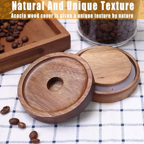 REFSAVER Glass Jar with Lid Coffee Canister with Airtight Bamboo Wooden Lid Glass Storage Containers for Candy,Tea,Coffee,Sugar,Cookie,Spice 4Pack