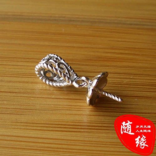 usongs 925 sterling silver necklace pendant head women girls simple necklace pendant sweet stenciling pin universal DIY beeswax amber turquoise - Thumbnail 4