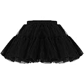 baotongle Women Girls Hoopless Crinoline Petticoat 50s 4 Levels Short Length Tulle Crinoline Underskirts Dress Bubble Skirt