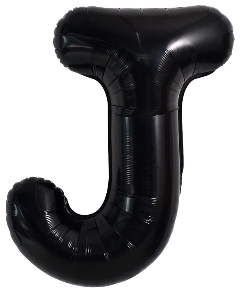 TONIFUL 40 Inch Large Black J Letter Balloon, Jumbo Helium Foil Mylar Big Alphabet for Birthday Party, Anniversary, Valentine's Day Supplies Decorations