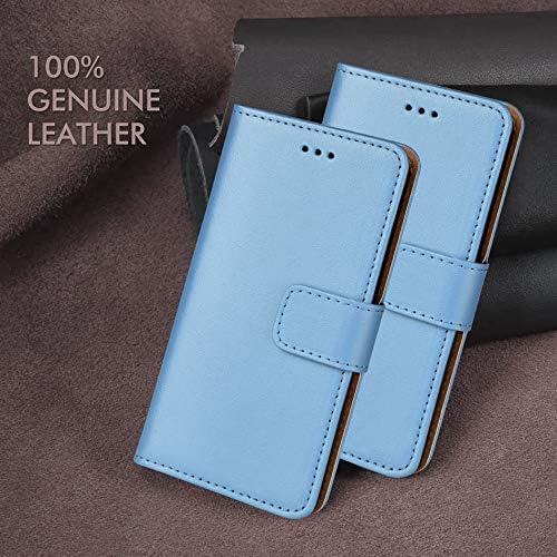ameego Genuine Leather Wallet Case for Samsung Galaxy S4 MINI (2013, 4.3″) - Magnetic Closure, Card Slots, Stand - Blue - Image 5
