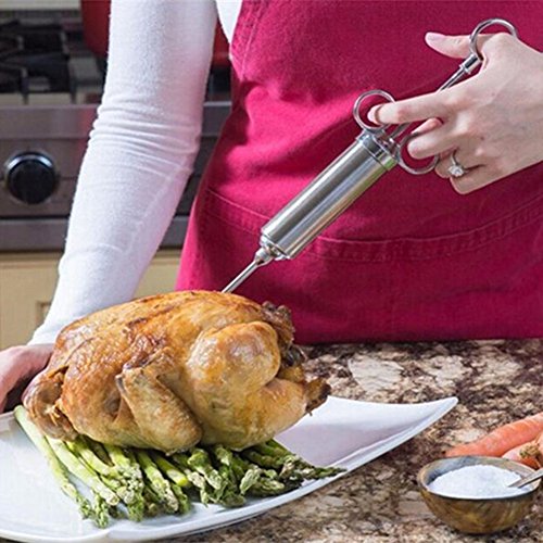 Meat Injector Kit,2-oz Marinade Flavor Injector, 304 Stainless Steel with 3 Professional Marinade Needles