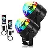 Litake USB Party Lights Disco Ball Strobe Light Disco Lights, 7 Colors Sound Activated Stage Light with Remote Control for Festival Bar Club Party Wedding Show Home-2 Pack