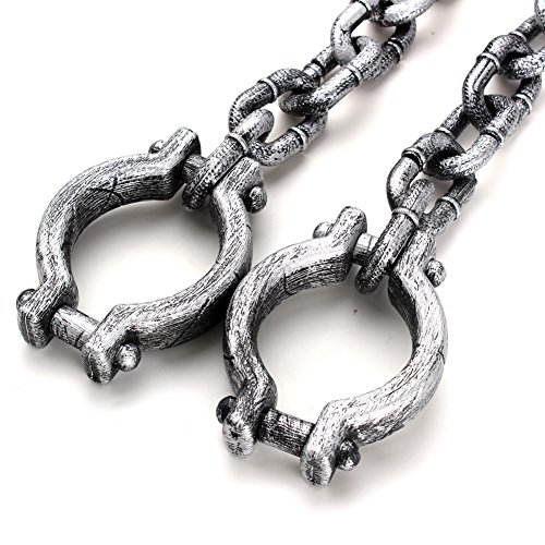 ZICOME Plastic Wrist Shackles Prison Chain Handcuffs for Halloween Costume Party Decor Props - Thumbnail 2