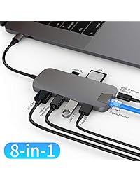 HyperDrive Duo Hub para USB C MacBook Pro 13 "y 15" 2016 2017, Sanho 7 en 2 USB Type C Adaptador 50Gbps Velocidad, 2 x USB C Power Delivery, 4K HDMI, lector de tarjetas microSD   SD