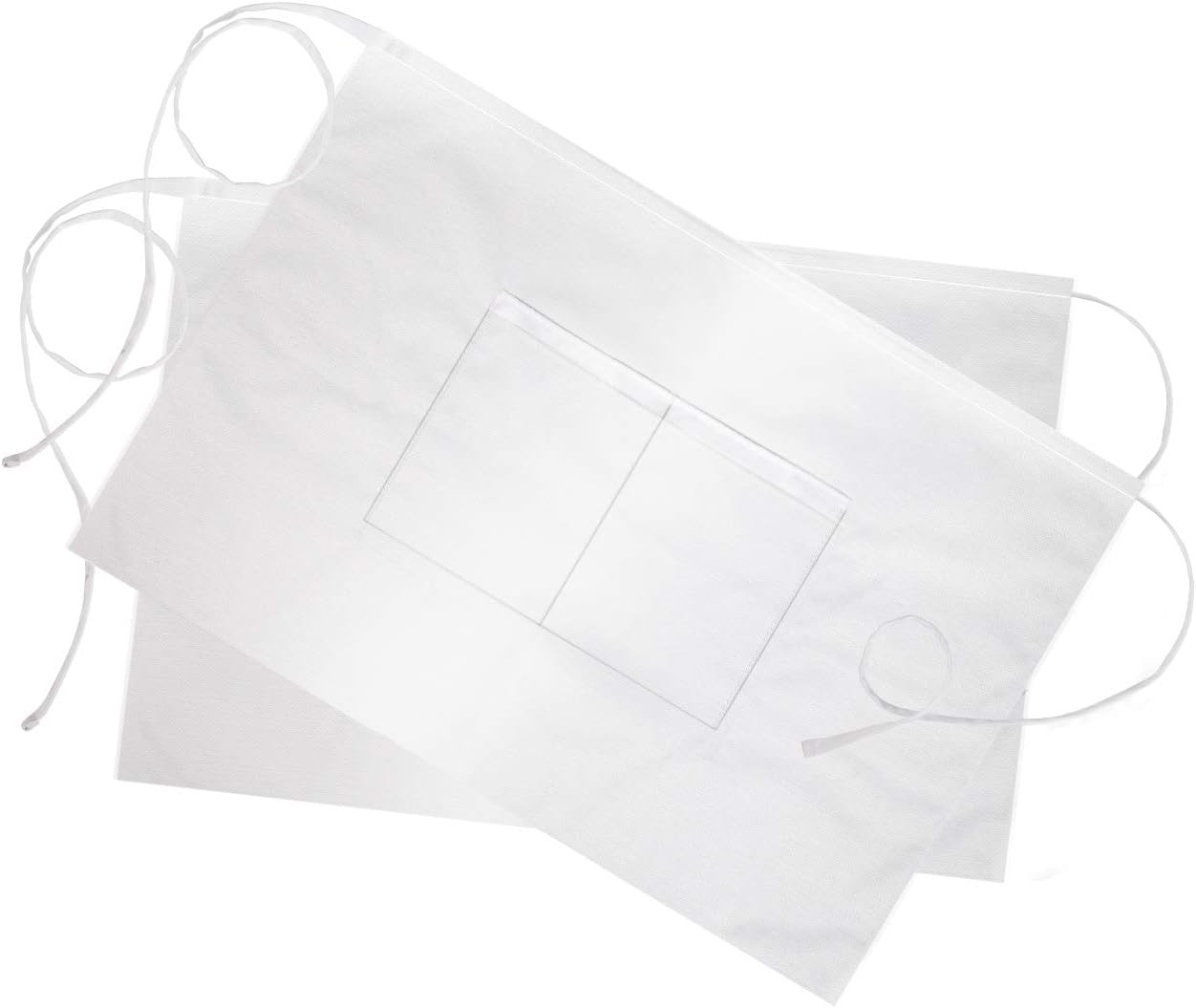 Syntus White 2 Pack 2 Pockets Water Drop Resistant Waitress Waist Apron, 19-inch