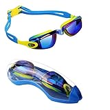 Kids Swim Goggles, Hurdilen Swim Goggles for kids Swimming Goggles with Anti-Fog UV Protection No Leaking Coated Lens with Case,Nose Clip,Earplugs for Boys Girls Youth Kids