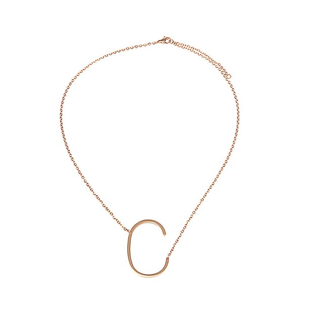 AKKi jewelry Buchstaben Halskette für Damen Kette,aus Edelstahl ABC Anhänger Halsschmuck Name Alphabet Silber Rosegold schräg