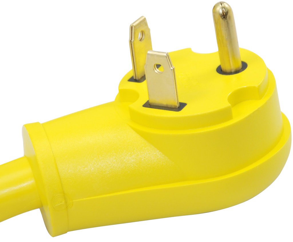 Conntek RV 30 Amp Male Plug to 50 Amp 125/250 Volt Locking Connector Cable with Glowing Strip (White, 25-Feet)