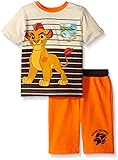 Disney Little Boys 2 Piece Lion Guard Kion Knit Short Set with Sublimation Printed Pocket, Beige, 2T