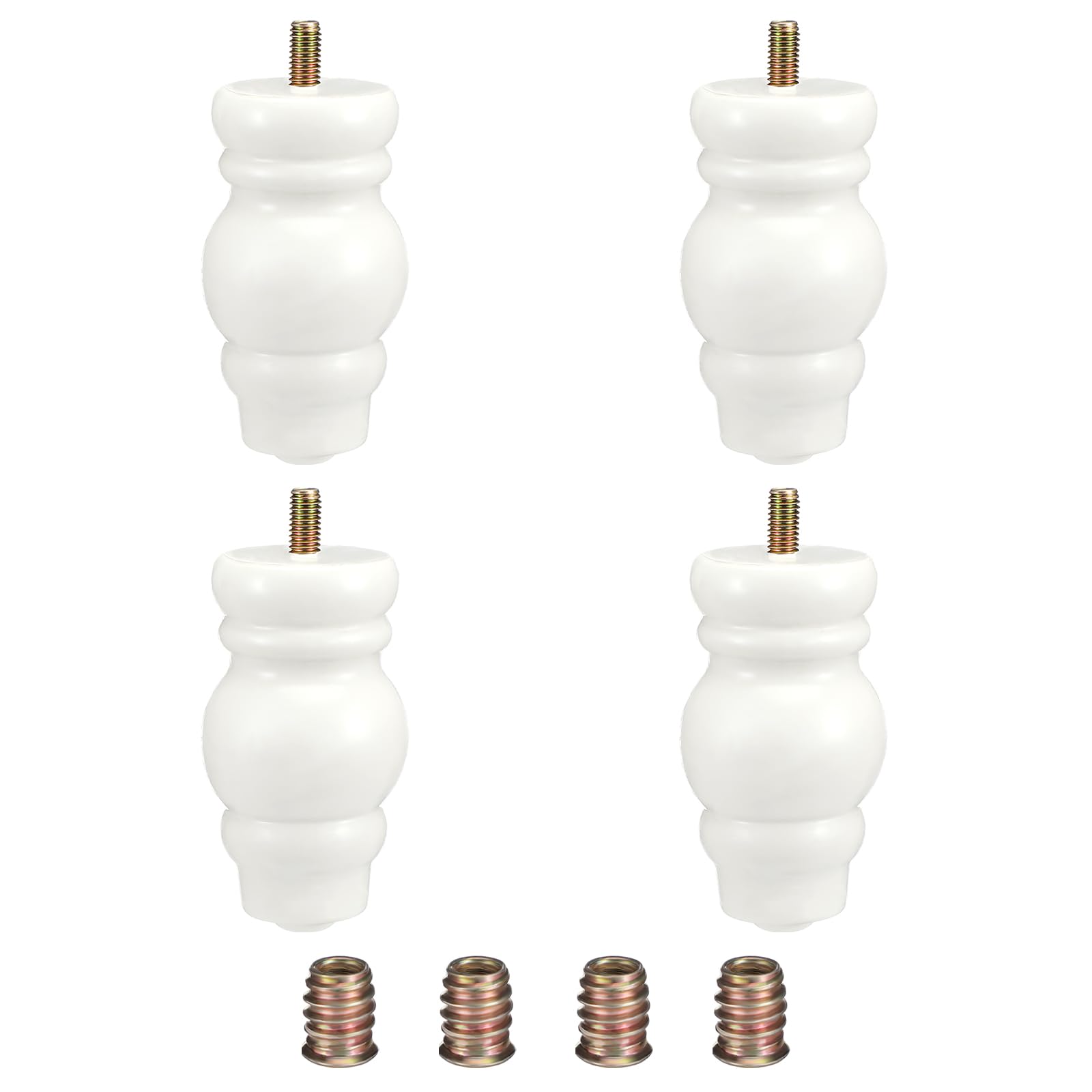 Photo 1 of Threehoney 4 Pcs 3 Inch Bun Feet for Furniture DIY Replacement Plastic White Furniture Legs Couch Legs Replacement for Sofas Chairs Cabinets Dressers Beds (10.5 cm,Gourd Shape)