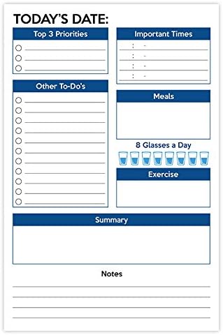 321Done Daily To Do List Pad, Made in the USA, 50 Sheets (5.5" x 8.5"), Day Planner Checklist Tear Off, Acid-Free Paper, Dark Blue