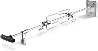 Burnhard Universal Drehspieß mit Motor, Elektrischer Grillspieß inkl. Fleischgabeln, Rotisserie aus Edelstahl für Gasgrill Fred 4- und 6-Brenner