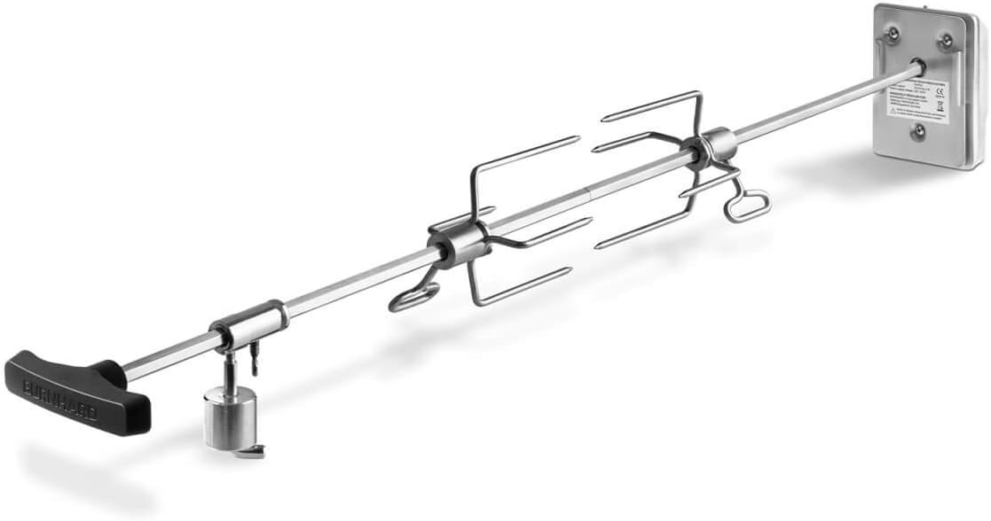 Burnhard Universal Drehspieß mit Motor, Elektrischer Grillspieß inkl. Fleischgabeln, Rotisserie aus Edelstahl für Gasgrill Fred 4- und 6-Brenner