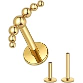 SHOWNICE Titanium Cartilage Stud Threaded Tragus Earring Labret Jewelry 16G Flat Back Stud Ear Piercing Jewelry for Womens