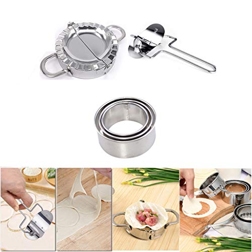 Set of Dough Press Maker Dumpling Pie Ravioli Making Mold Mould Kitchen Silver