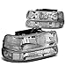 Auto Dynasty Headlights Assembly Compatible with 1999-2006 Chevy Silverado Suburban Tahoe 1500 2500 HD 3500, 4Pcs Halogen Headlamps Replacement w/Bumper Lamps, Chrome Housing Clear Corner