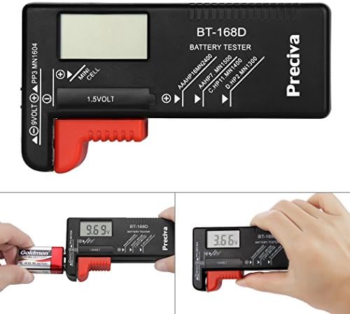 Preciva Digital Battery Tester Volt Checker for AA AAA C D 9V 1.5V Button Coin Cells BT-168D