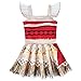 Little Girls Princess Dress Lace Ruffle Sleeve for Moana Costume Outfit with Necklace Flower For Halloween Christmas Dress Up (90(2-3Y), Red)