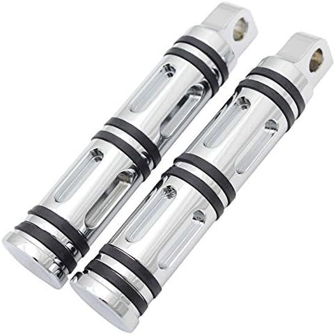 MAGGIE MOTO Edge Cut CNC Front &amp; Rear Foot Peg Foot Rests For Harley Davidson Sportster Touring Softail Road King (All Years) (Silver)