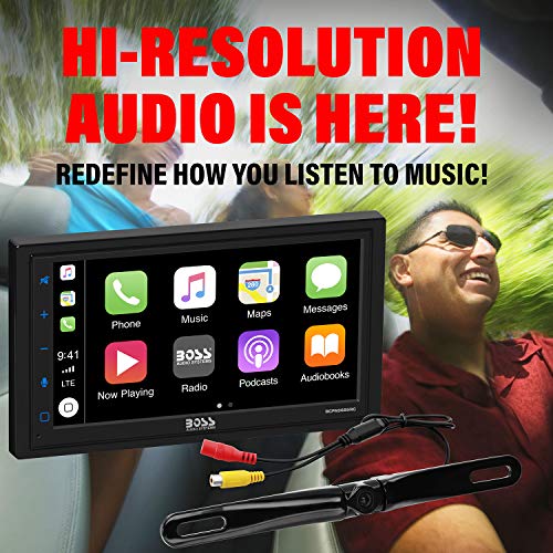 BOSS Audio BCPA9685RC Apple Carplay Android Auto Car Multimedia Player with Rearview Camera - Double-Din, 6.75 Inch LCD Touchscreen, Bluetooth, MP3 Player, USB Port, Am/FM Car Radio