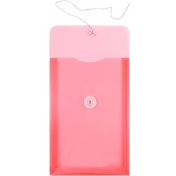 JAM PAPER Plastic Envelopes with Button & String