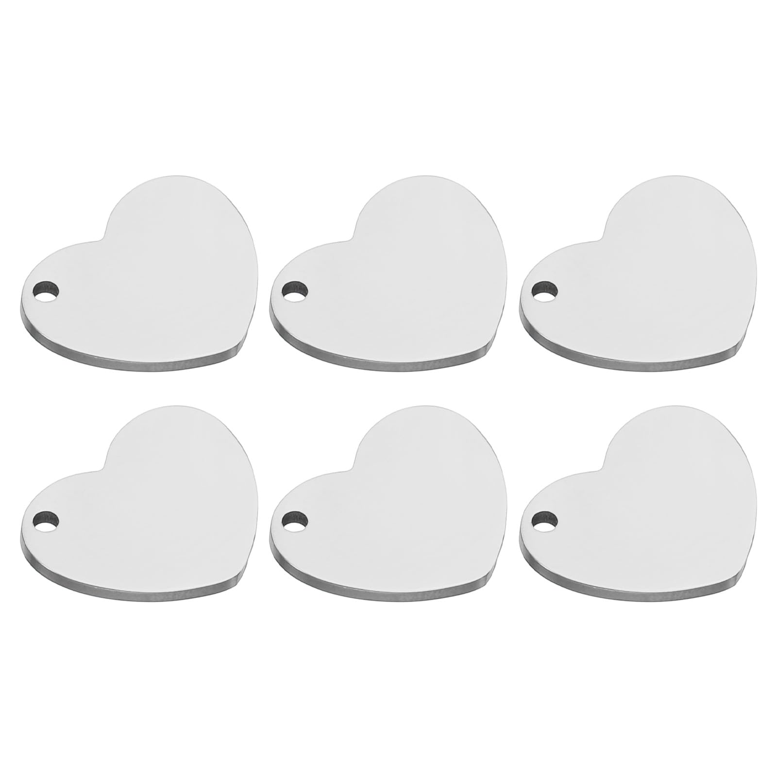 PATIKIL 6pcs Heart Charm, 35mm Heart Pendant Metal Stamping Blanks Tags 304 Stainless Steel Blank Stamping Tags Pendant Metal Plate for Laser Engraving, Silver Tone