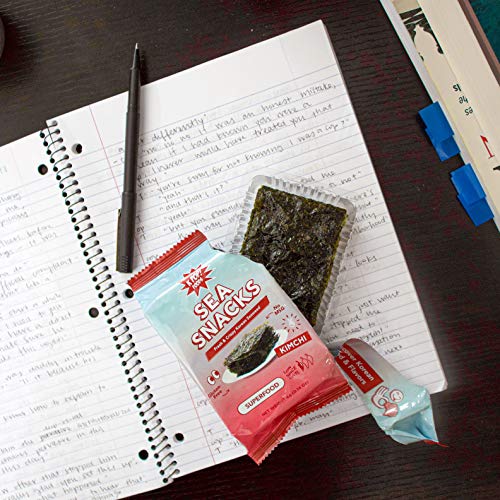 Kimchi Sea Snacks by KPOP Foods - Premium Seaweed Sheets - Kimchi Flavor (Pack of 20) Delicious and Crispy Seaweed Snacks - Vegan Low Calorie Superfood