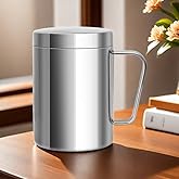 Beatcreat Stainless Steel Double Coffee Mug14oz/400ml Tea Mug with Lid and Handle,Camping and Traveling Coffee Mug, 100% BPA Free,For Coffee, Tea,Juice,Milk, Hot and Cold Drinks (1 pc)