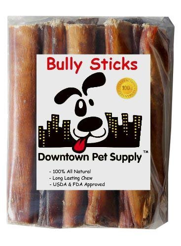 6" inch Premium All Natural Beef Bully Sticks, Jumbo Extra Thick Dog Dental Chew Treats - Grain Free, High in Protein, Low in Fat (5 pack, 10 pack, 15 pack, or 24 pack) - Downtown Pet Supply (24 Pack)