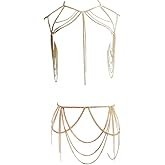 Sinkcangwu Sexy Body Chain Set Layered Necklace Bra Waist Chain Summer Fashion Bohemian Jewelry Suit for Beach Party Holidy