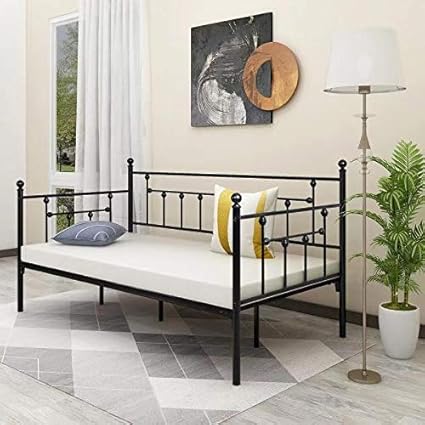 Alazyhome Metal Daybed Frame Twin Size Platform No Box Spring Needed With Vintage Headboard And Footboard Premium Steel Slat Support Mattress Foundation Black Amazon In Furniture Used Daybed Frame For Sale