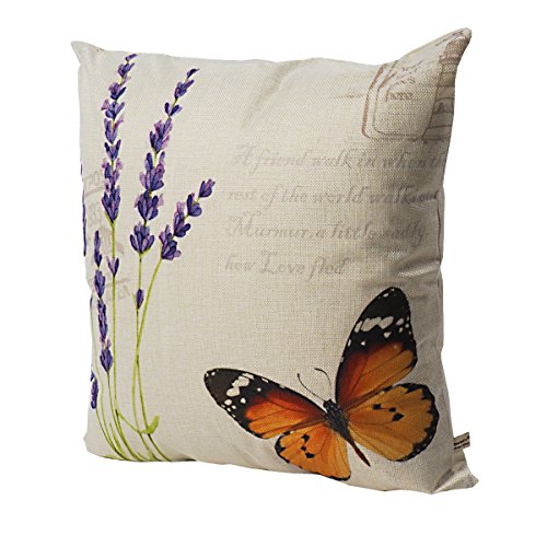 ONWAY Outdoor Garden Decoration Bee/Butterfly/Dragonfly/Ladybug Pillow Case Leaf/Lavender/Flower Decorative Throw Pillow Covers 18 x 18 Inches, Set of 4 - Thumbnail 2