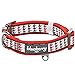 Blueberry Pet 2 Colors Soft & Comfy Artistic Houndstooth Check Padded Dog Collar, Trendy Red and Brown, Medium, Neck 14.5