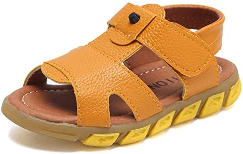 WALUCAN Boys' Open-Toe/Closed-Toe Leather Outdoor Sport Casual Sandals(Toddler/Little Kid)