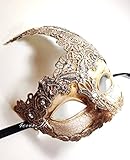 New! Toga Party Special - Venetian Goddess Masquerade Mask Made of Resin, Paper Mache Technique with High Fashion Macrame Lace & Rhinestones [Ivory] by BeyondGlobalCorp