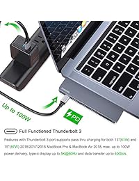 Towond Dual USB C Hub Adaptador, Aluminio Thunderbolt 3 Tipo C Dongle con HDMI 4K, 40Gbs, Paso de USB C, Lector de tarjetas SD   Micro, 2 puertos USB 3.0 para 2018 2017 MacBook Pro, MacBook Air 2018 (Gris espacio)