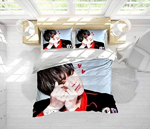 Fonkane Suga BTS Modern 3-Piece Bedding Duvet Cover Set Ultra Soft Easy Care Hypoallergenic Microfiber with Zipper Machine Washable - King