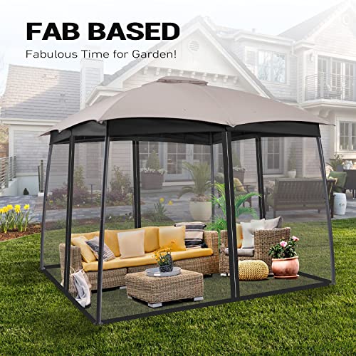 FAB BASED 10x12 Gazebo for Patio, Double Vent Canopy Gazebo with