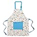 Jennice House Kids Apron and Chef Hat Set, Cute Children Baking Aprons with Adjustable Neck Strap and Pockets for Girls Boys Cooking Baking Painting Gardening in 2 Sizes (Blue Animals, Small)