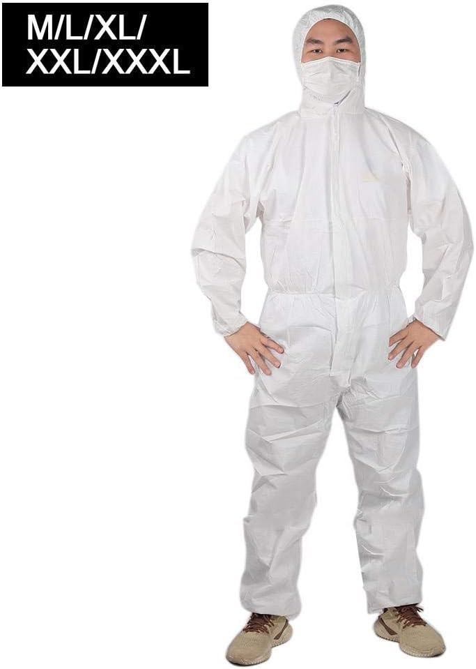 Protective Coverall, Particle Liquid Splash Resistant Protection Suit Clothes Polypropylene Nonwoven, Overall Chemical Resistant Clothing(XL)