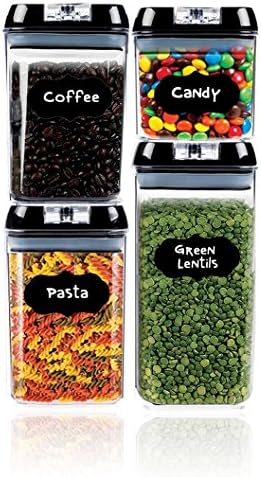 Food Storage Containers with Lids - by Simple Gourmet. 4-Piece Set of BPA Free Air Tight Food Containers for Pantry Organization and Storage. Includes BONUS 8 Free Labels to Identify Contents…