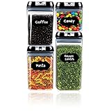 Food Storage Containers with Lids - by Simple Gourmet. 4-Piece Set of BPA Free Air Tight Food Containers for Pantry Organization and Storage. Includes BONUS 8 Free Labels to Identify Contentsâ€¦